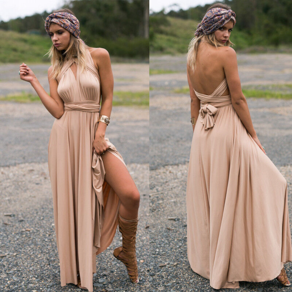 W&W Mode | Elegante Damen Infinity Kleid Schickes Wickel Sommerkleid