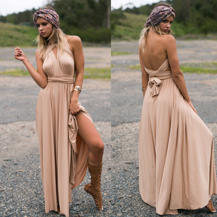 W&W Mode | Elegante Damen Infinity Kleid Schickes Wickel Sommerkleid