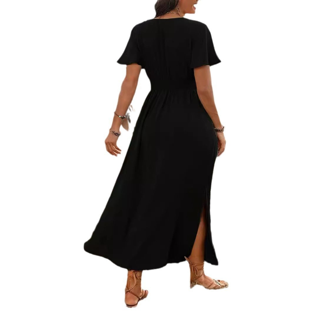 W&W Mode | Elegantes Kurzarmkleid Mit Chorkragen