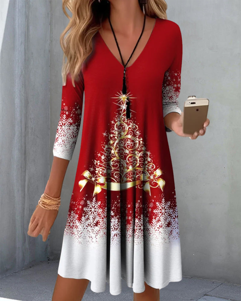 W&W Mode | Stylischer Charme V-Ausschnitt Winterkleid