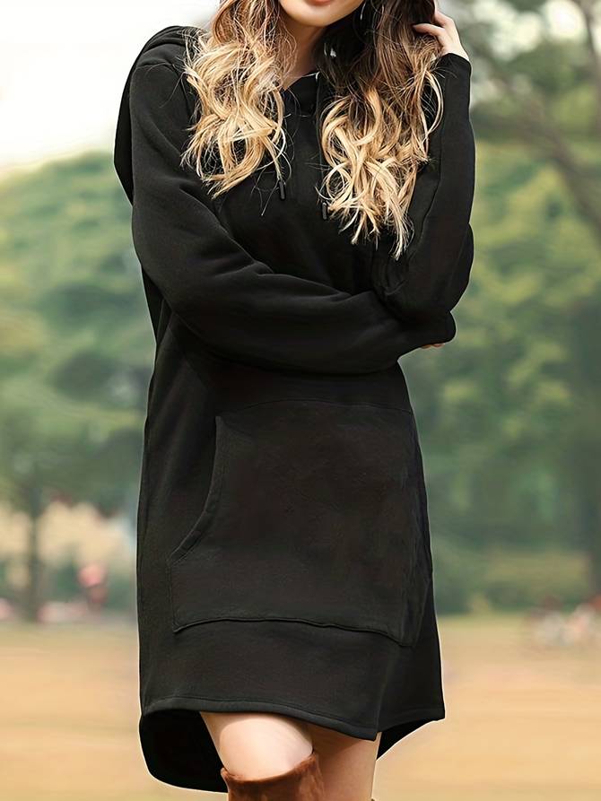W&W Mode - Rotes Kapuzen Sweatshirtkleid mit Taschen