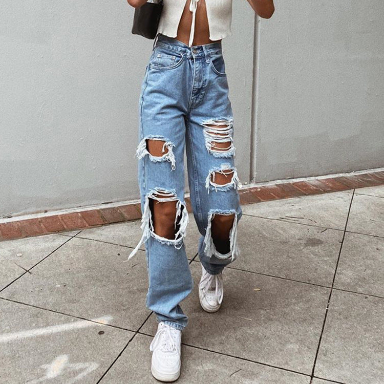 W&W Mode Damenjeans mit Rissen und Washed-Effekt