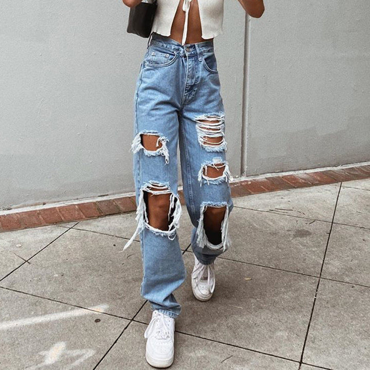 W&W Mode Damenjeans mit Rissen und Washed-Effekt