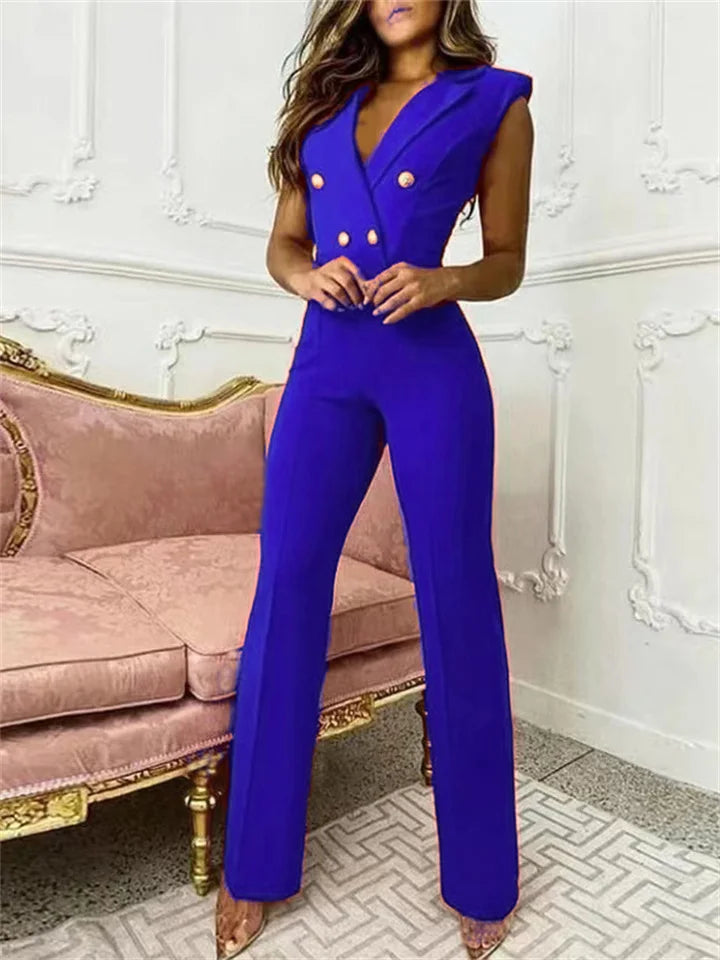 W&W Mode | Jumpsuit mit V-Ausschnitt und Pied-de-Poule-Druck | Trendy und Elegant