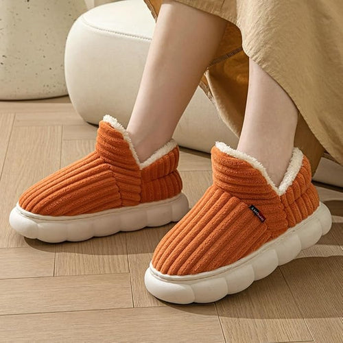 W&W Mode | Plüschschuhe Damen - weiche komfortable Hausschuhe für zu Hause
