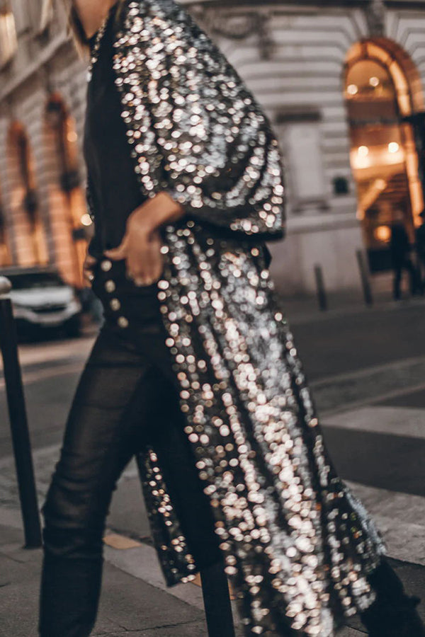 W&W Mode | Disco Glamour Pailletten Glockenärmel Kimono