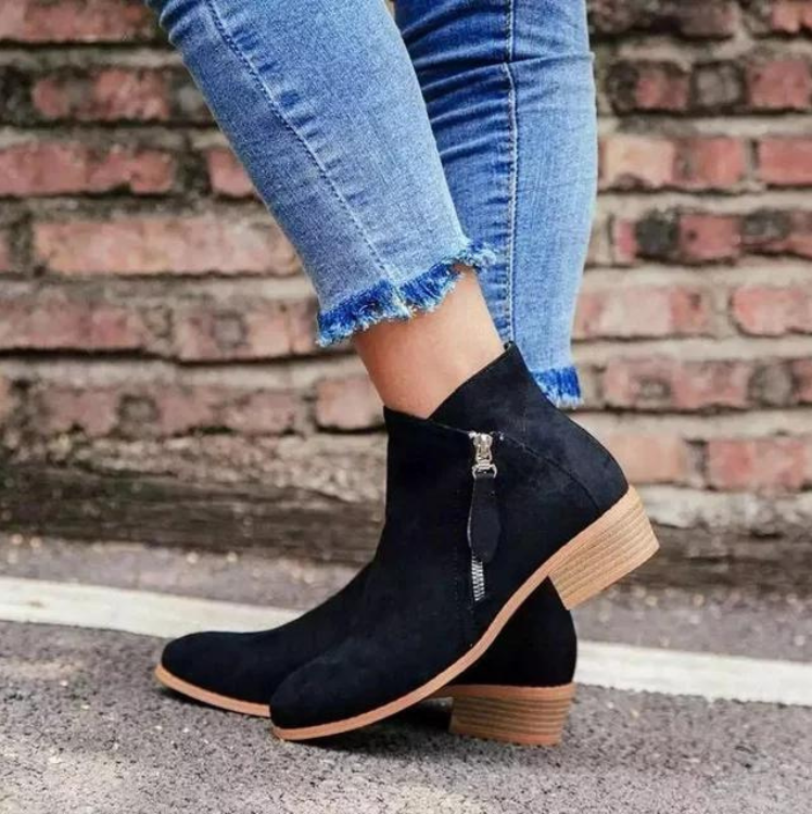 W&W Mode | Damen Wildlederstiefel mit Bequemer Passform und Reißverschluss