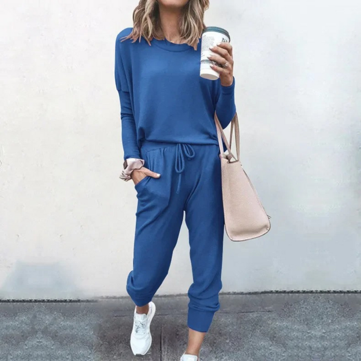 W&W Mode | Damen Hausanzug Bequemer Zweiteiler Mit Kordelzug Und Langarmshirt