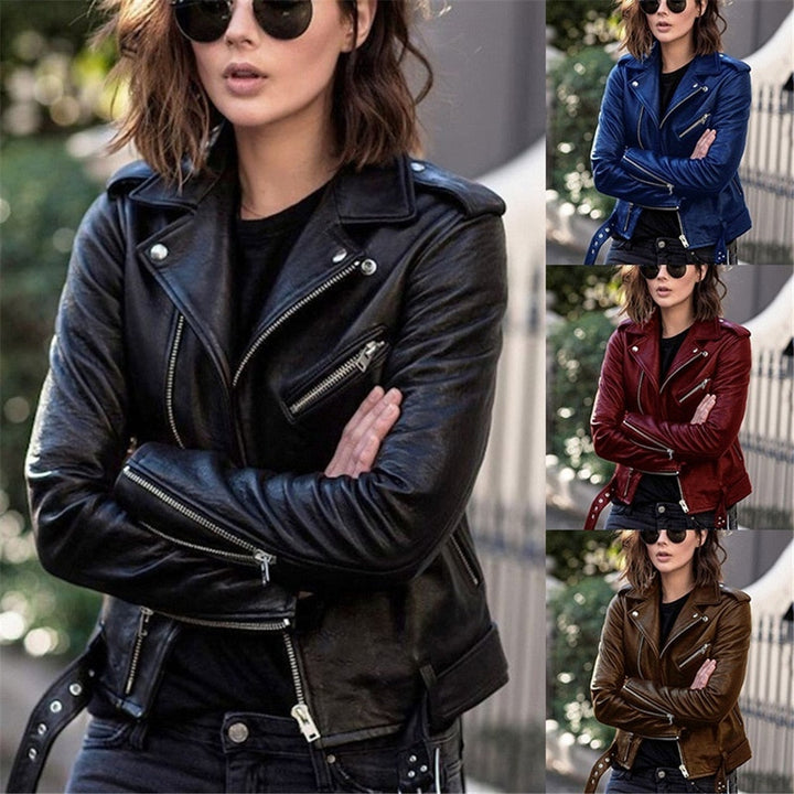 Bikerjacke mit schrägem Frontreißverschluss und Reißverschlusstaschen
