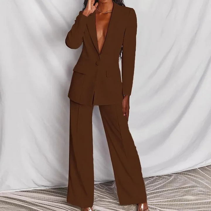W&W Mode | Langärmeliges Blazer Hosen Satz Für Frauen