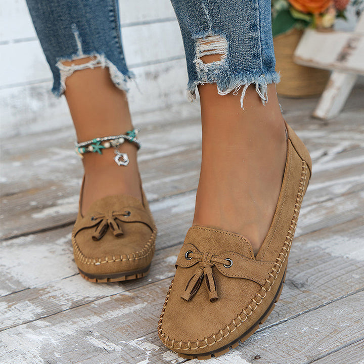 W&W Mode | Klassische Wildleder Loafer Mit Quastendetail Für Damen