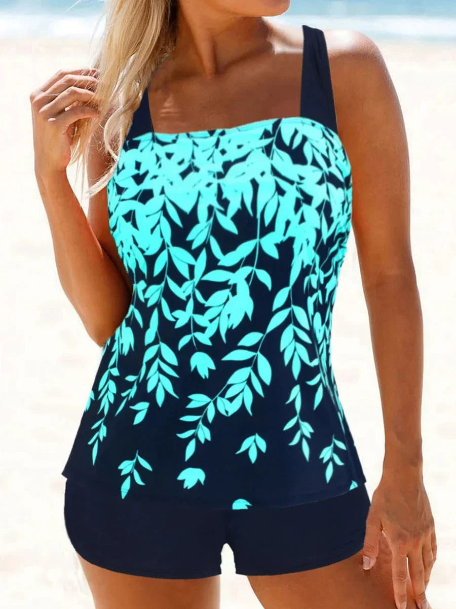W&W Mode | Hochtaillierter Tankini Mit Blattdruck