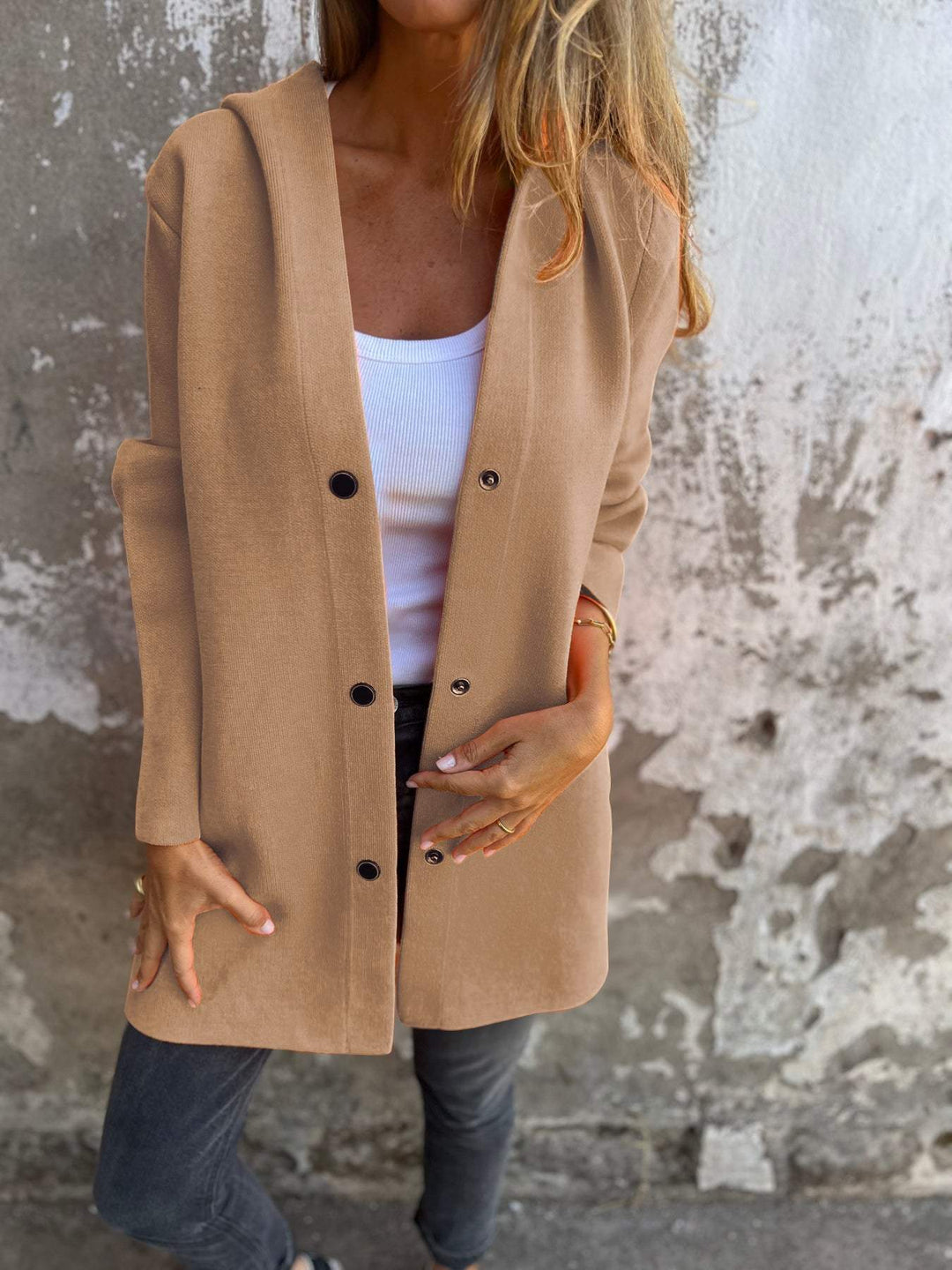 W&W Mode - Lässige Einreiher Blazer Mit Kapuze