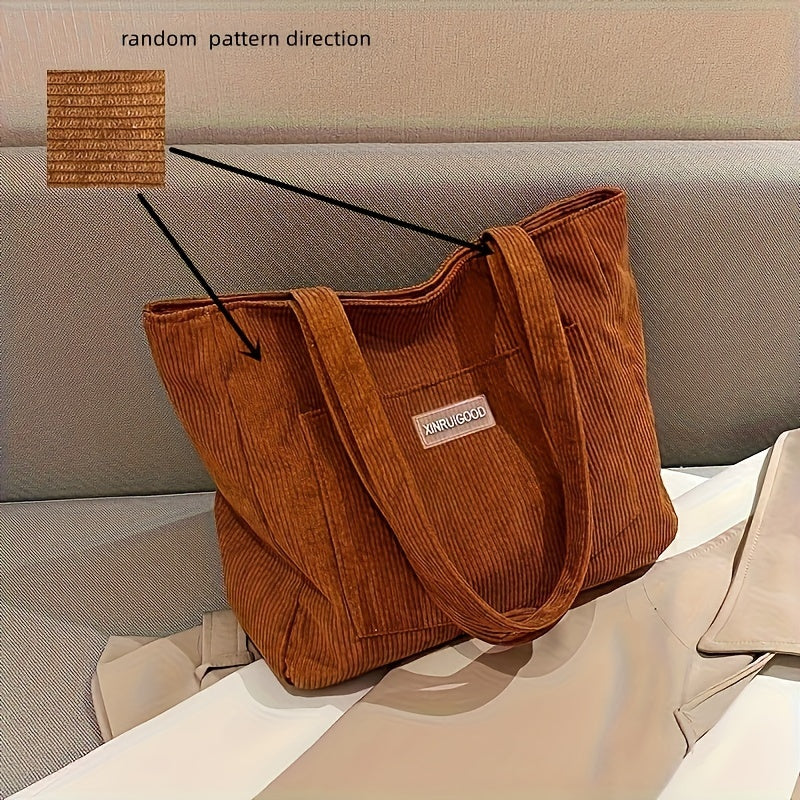 Damen Cordtasche mit geräumigem Innenfach und vielseitiger Trageweise