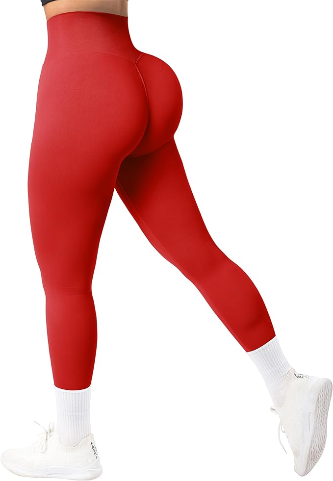 Damen nahtlose Leggings mit hohem Bund und Raffung am Gesäß