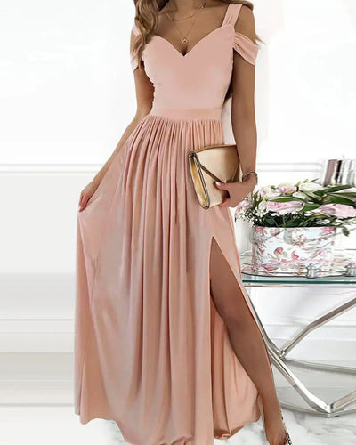 W&W Mode | Boho Spaghettiträger Langes Fließendes Kleid Mit Schlitz