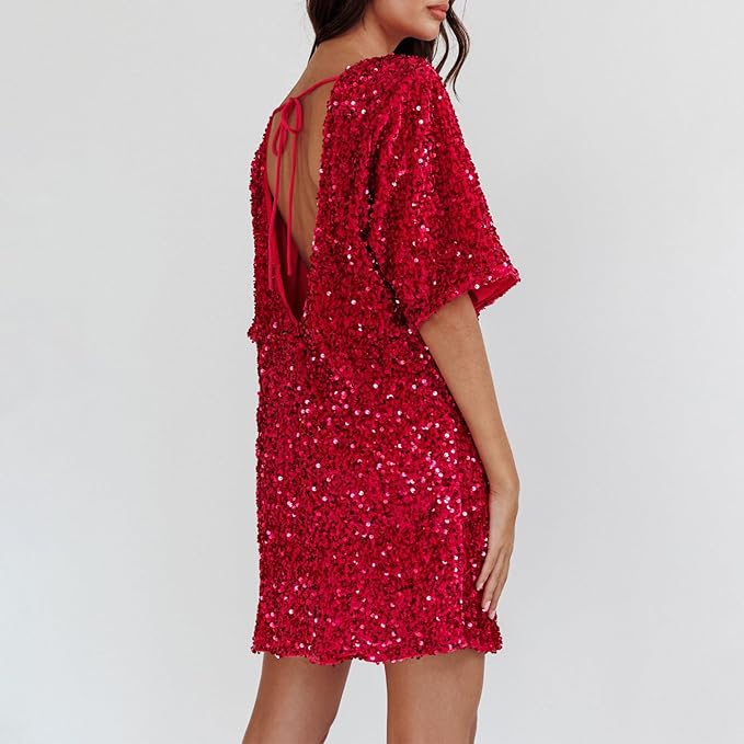 W&W Mode | Glitzerndes Paillettenkleid mit Glockenärmeln