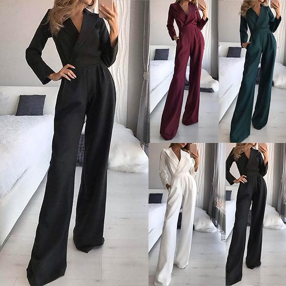 W&W Mode Langärmeliger Jumpsuit mit schmaler Passform für Frauen