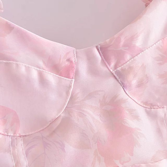 W&W Mode | Organza-Kleid mit Blumenmuster und Puffärmeln sowie Herzausschnitt