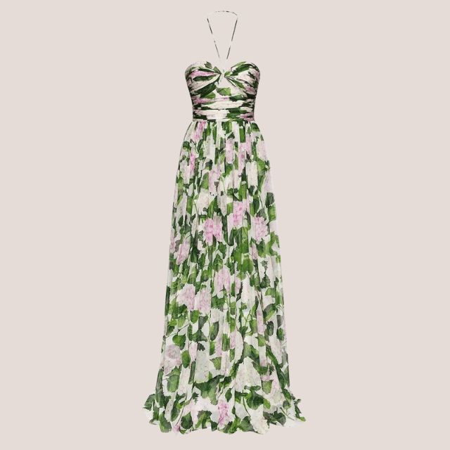 W&W Mode | Trägerloses Maxikleid mit Blumenmuster und gerafftem Oberteil