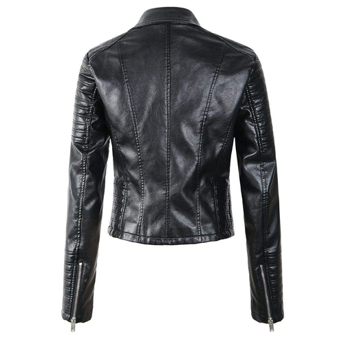 W&W Mode - Revers Reißverschluss Slim Fit Lederjacke