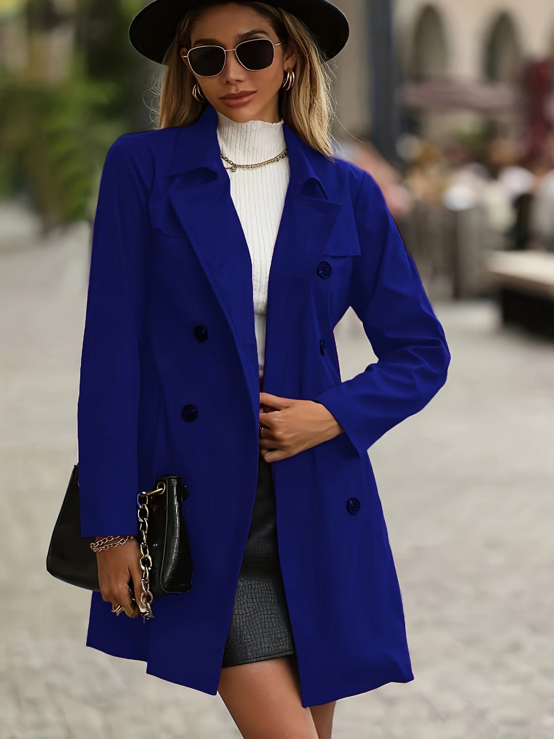 W&W Mode | Damen Doppelreihiger Trenchcoat Mit Knopfdetails
