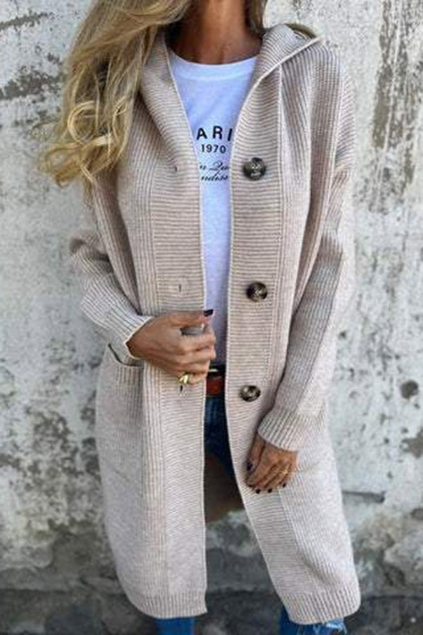 W&W Mode | Lässiger Herbst Strickcardigan mit Kapuze für Frauen