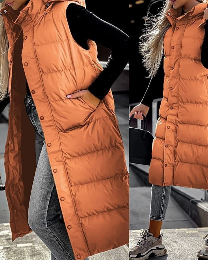 W&W Mode | Ärmellose, Lässige Steppjacke Mit Kapuze Und Reißverschluss