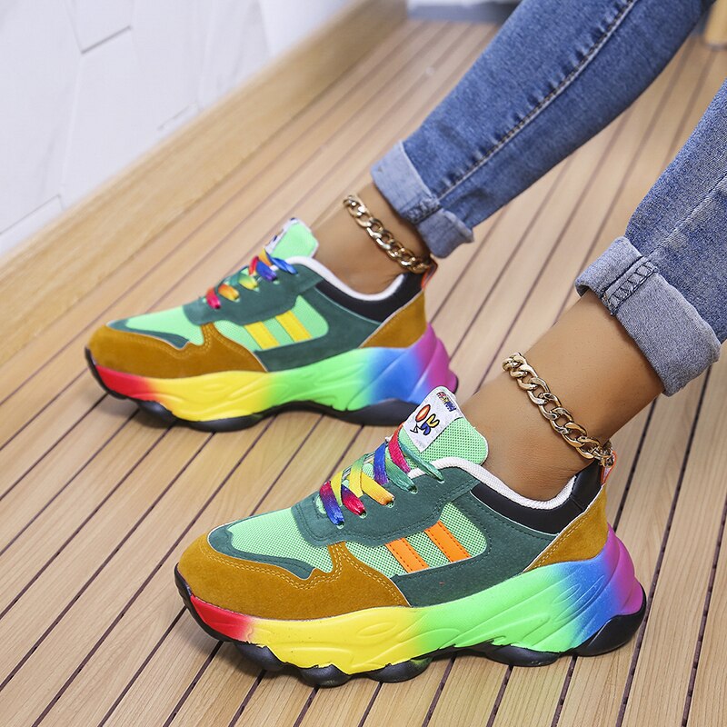W&W Mode - SwiftStep Bequeme Regenbogen Turnschuhe
