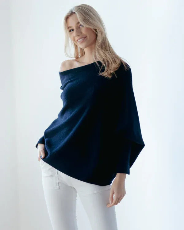 W&W Mode | Asymmetrischer Damenpullover mit eleganter Drapierung