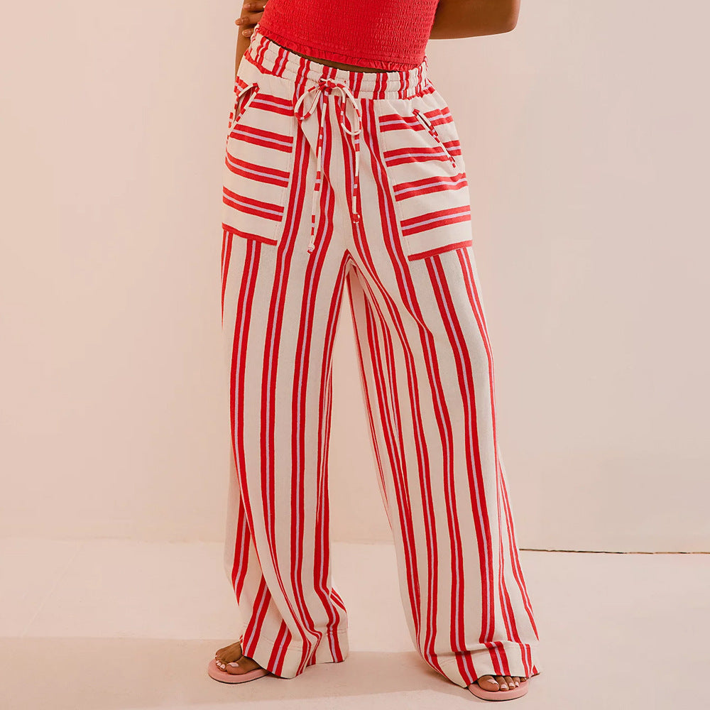 W&W Mode | Legere Gestreifte Weite Hose Für Frauen