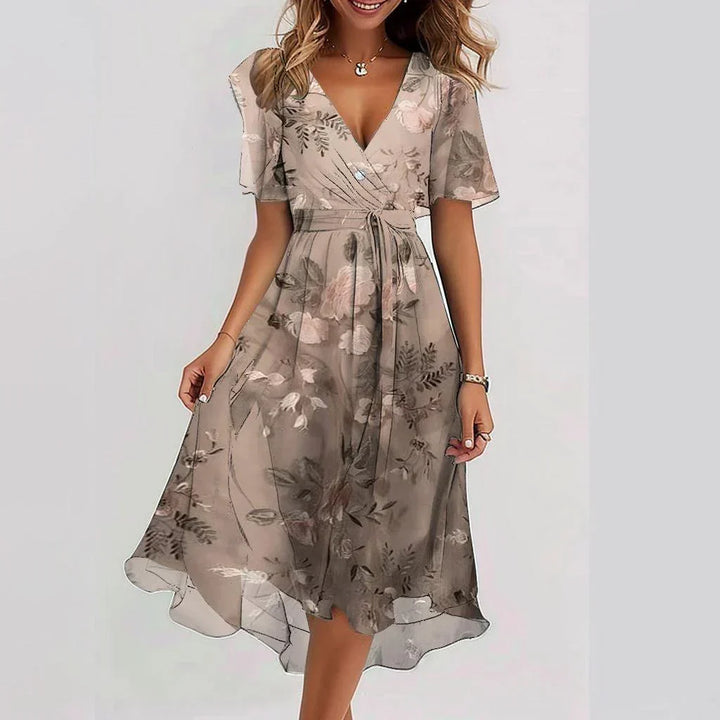 W&W Mode | Midikleid mit Blumenmuster und V-Ausschnitt