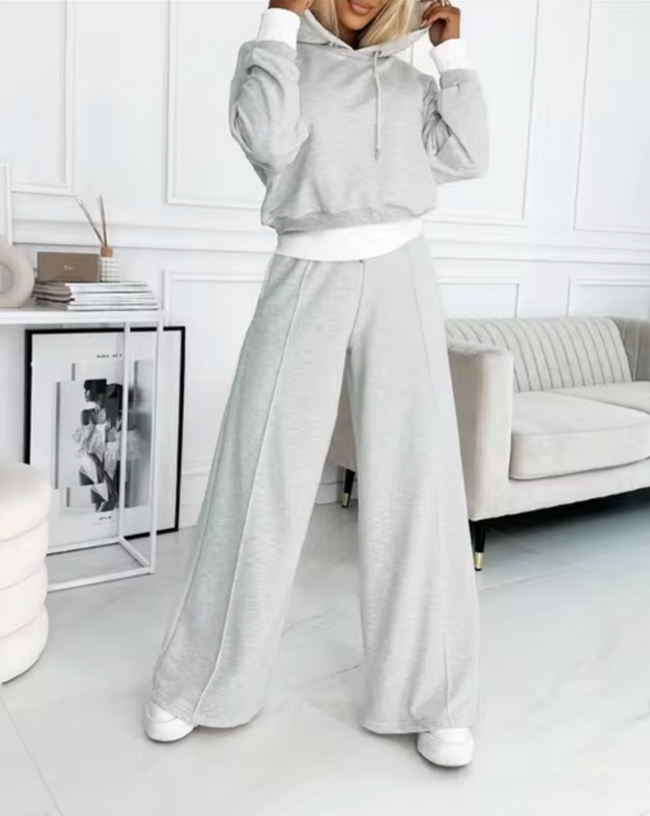 W&W Mode | Zweiteiliger Kapuzenpullover Und Hosenanzug Mit Weitem Bein