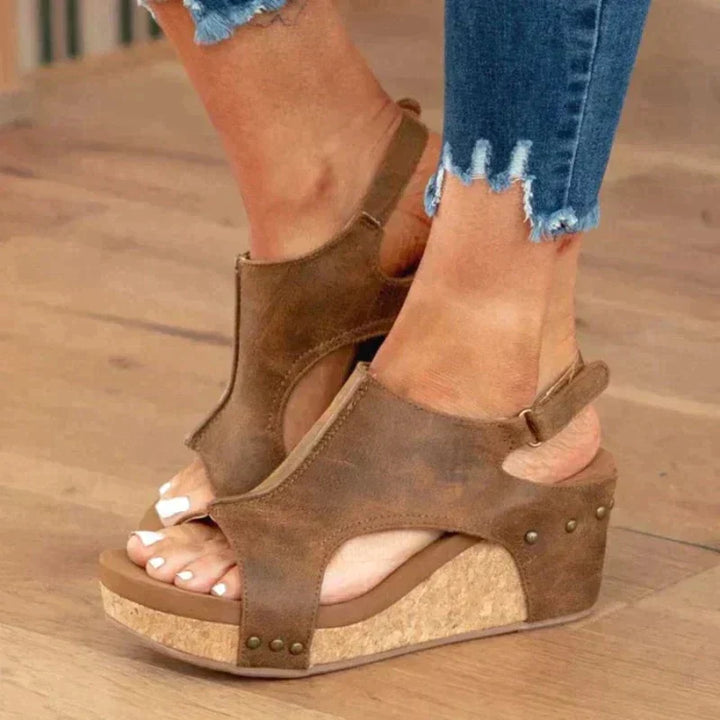 W&W Mode | Leder Keilabsatz Sandalen