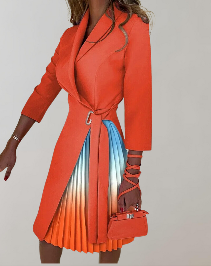 W&W Mode - Damen Kleid Druck gekerbt