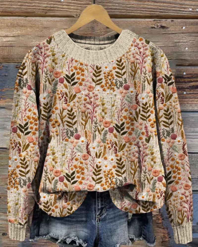 W&W Mode | Bequemer Blumenpullover