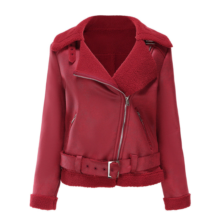 W&W Mode | Winterjacke aus Kunstwildleder mit Fell und Gürtel