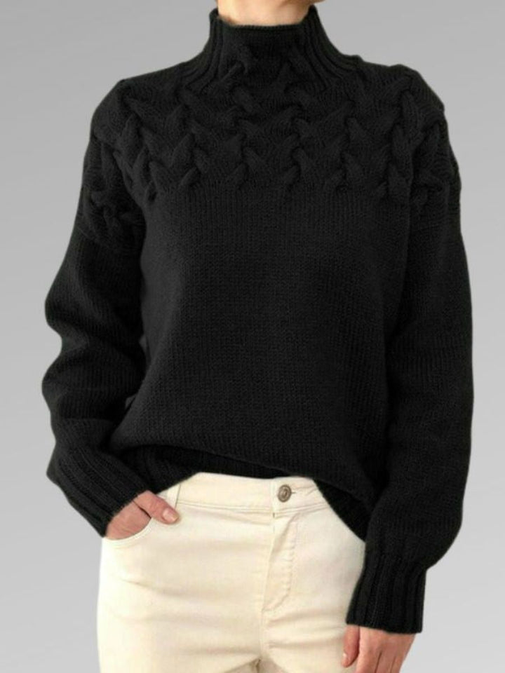 W&W Mode - Damen hochkragen Kabelstrickpullover