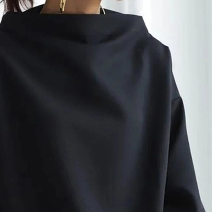 W&W Mode - Damen minimalistisches lockeres schwarzes Oberteil für vielseitigen Stil