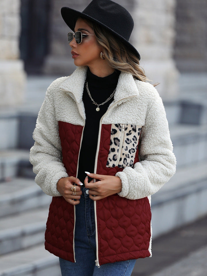 W&W Mode | Modischer Sherpa|Mantel Mit Printtasche