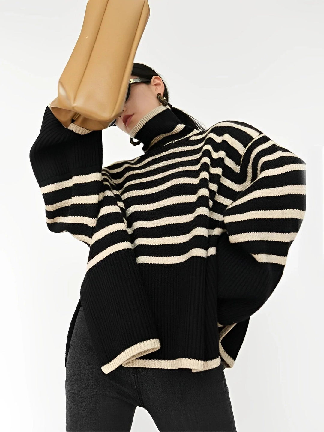 W&W Mode | Oversize-Rollkragenpullover aus Baumwoll für Damen - Perfekt für Freizeit-Tage
