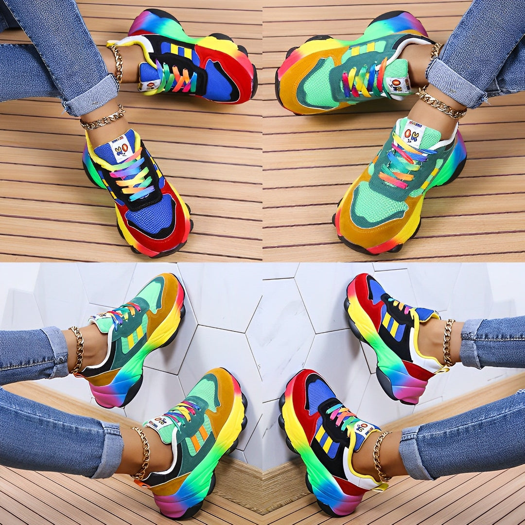 W&W Mode - bunte klobige Turnschuhe für Damen | Multicolor Design Sneaker Damen