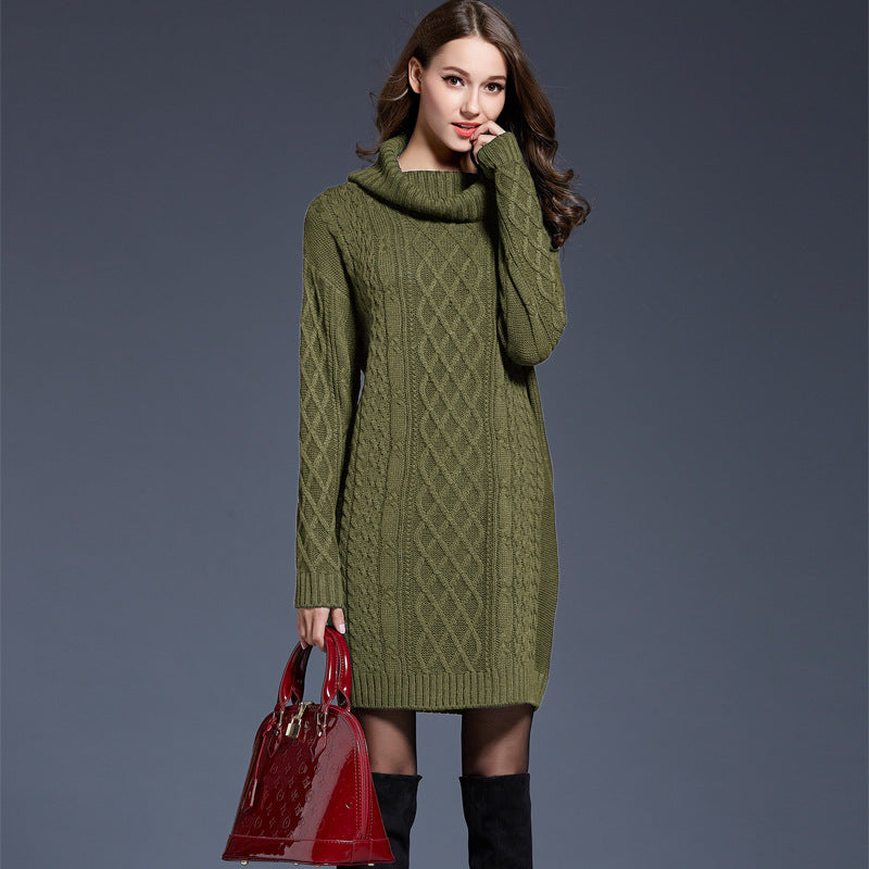 W&W Mode | Hochhals Lange Strickkleid