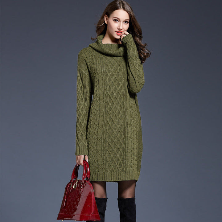 W&W Mode | Hochhals Lange Strickkleid