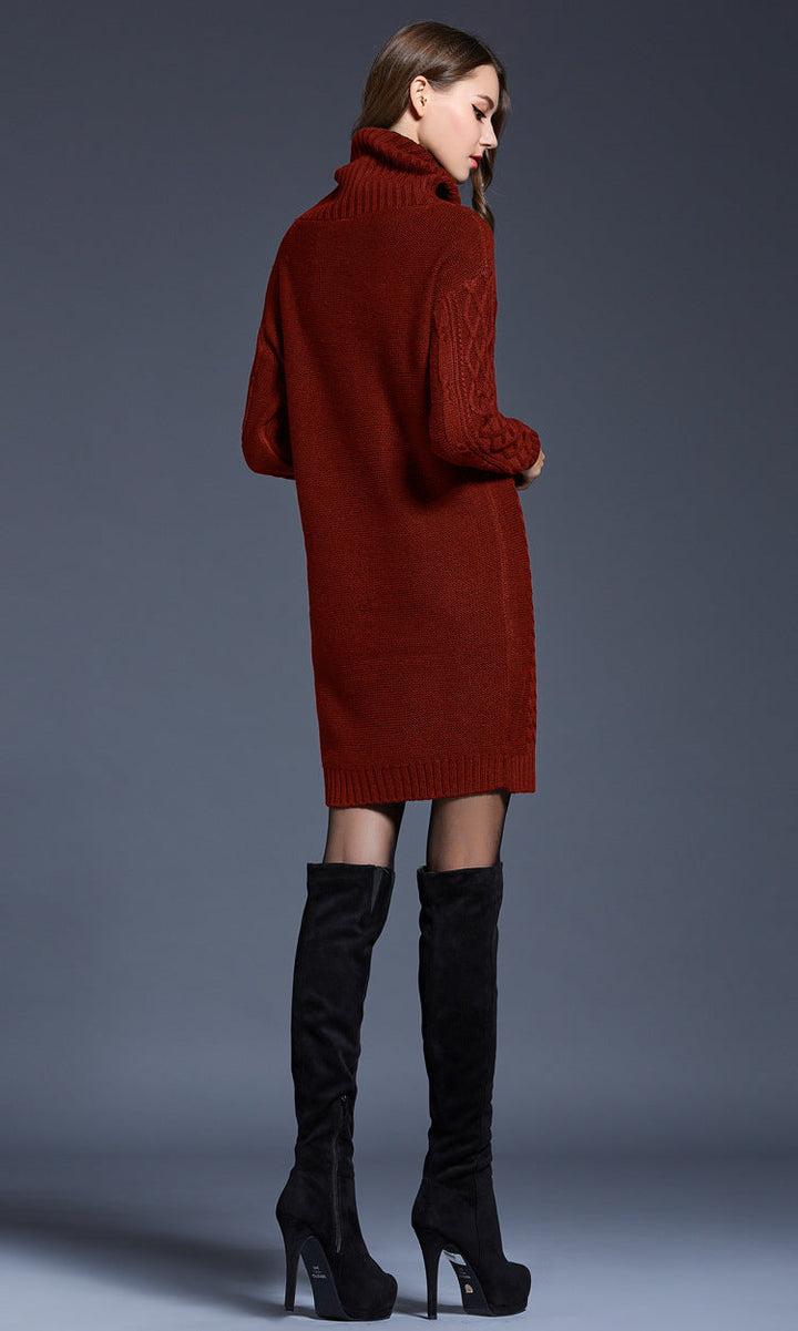 W&W Mode | Hochhals Lange Strickkleid