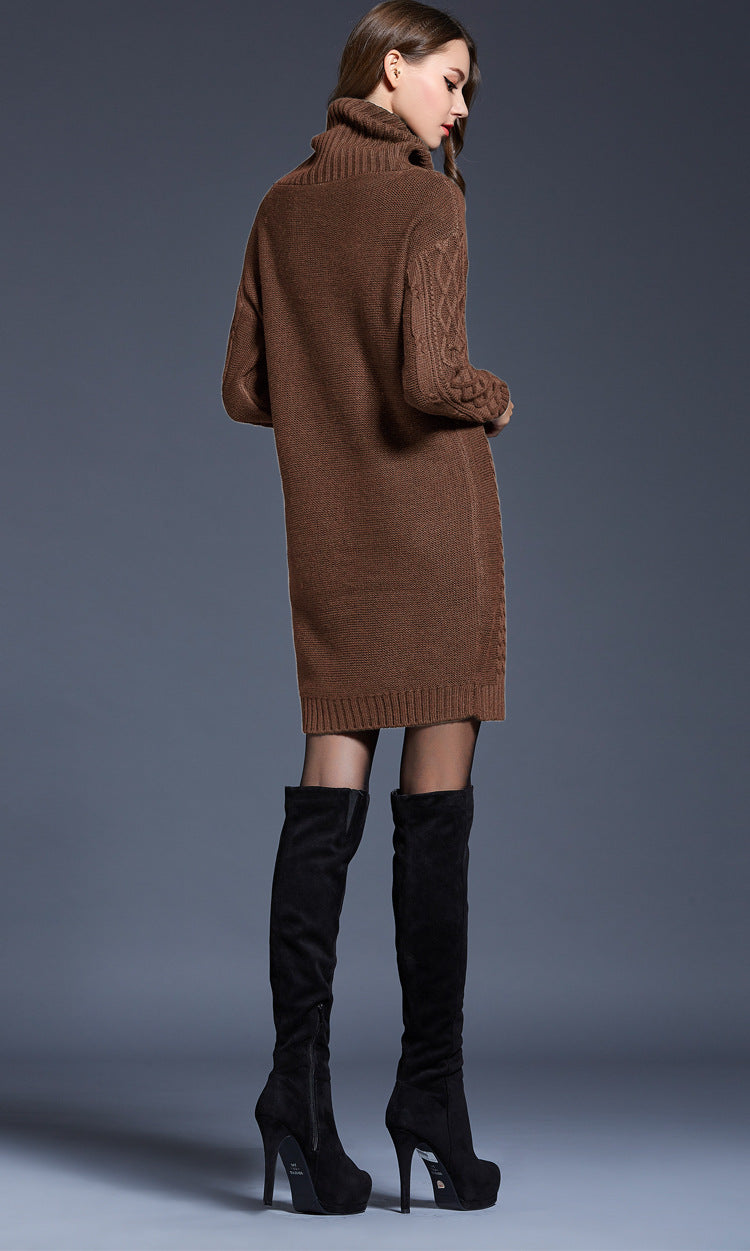 W&W Mode | Hochhals Lange Strickkleid