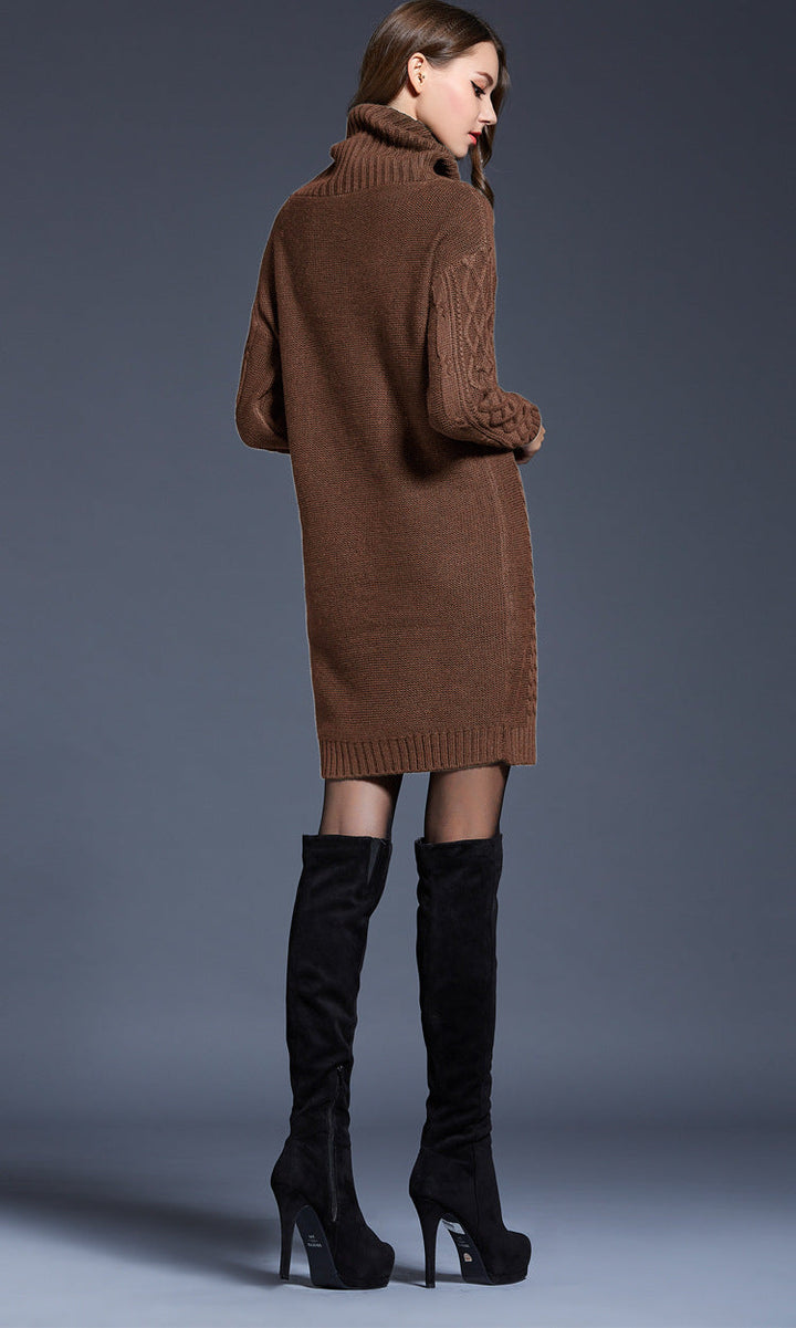 W&W Mode | Hochhals Lange Strickkleid