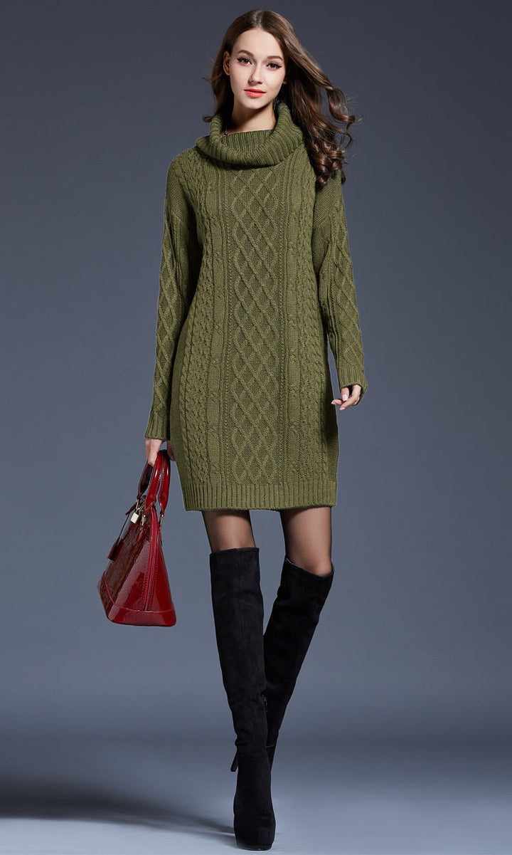 W&W Mode | Hochhals Lange Strickkleid