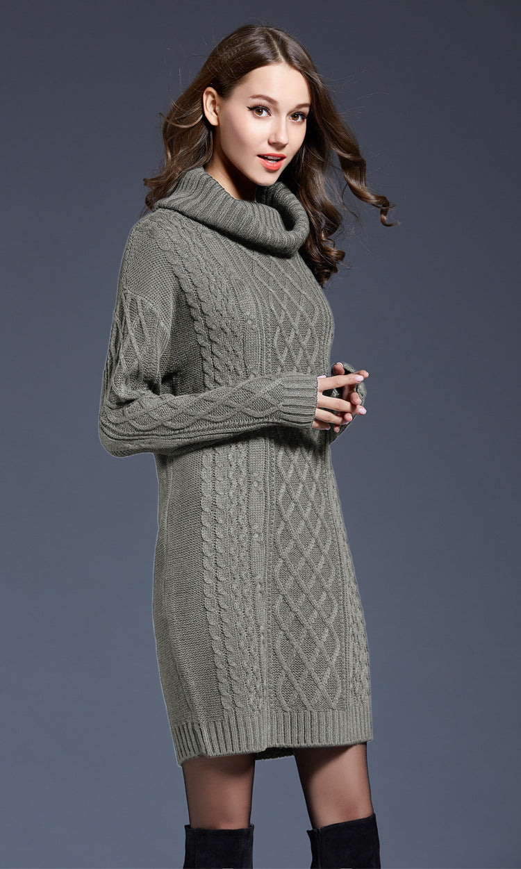 W&W Mode | Hochhals Lange Strickkleid