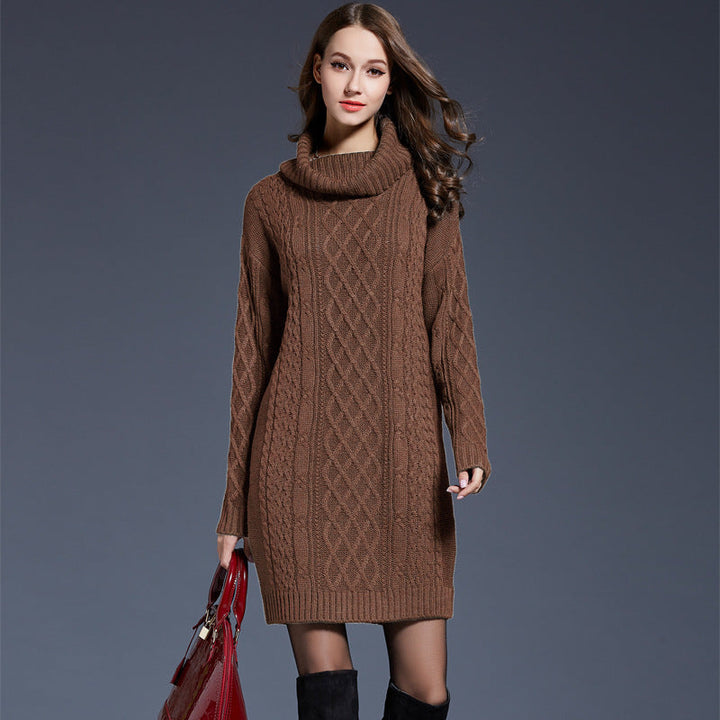 W&W Mode | Hochhals Lange Strickkleid